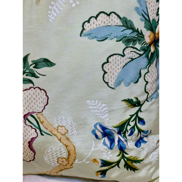 Textile Brunschwig & Fils Moiré Silk Floral Pillow With Lee Jofa Vermicelli Chintz Back, 24” For Sale - Image 7 of 8