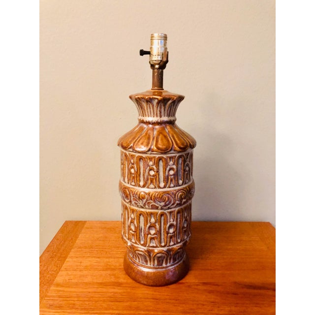1950s Vintage Glazed Ceramic Lamp For Sale - Image 5 of 6