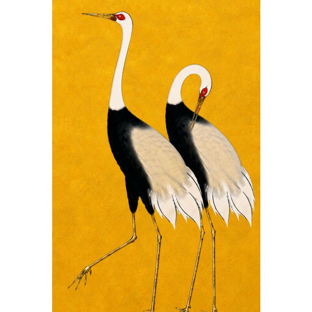 Paper Japanese Cranes Triptych, Gold Crane Wall Art Set of 3, 24" X 36" For Sale - Image 7 of 11