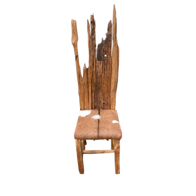 Wood Striking Organic Folk Driftwood Rustic Accent Chair For Sale - Image 7 of 8