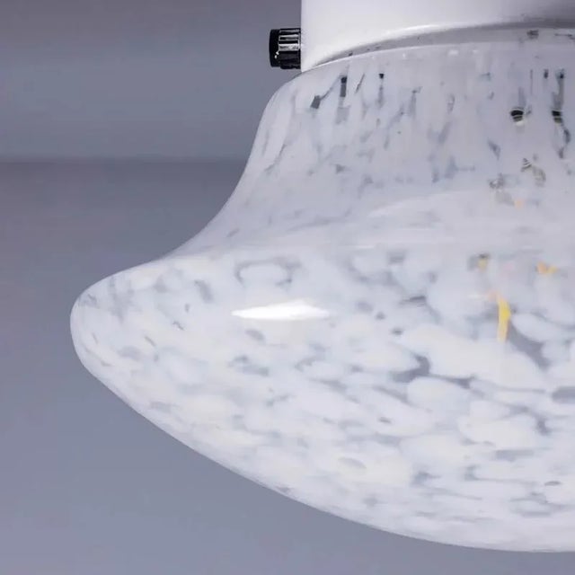 Large White Mottled Goto Glass Pendant Lamp, 1950 For Sale - Image 3 of 10
