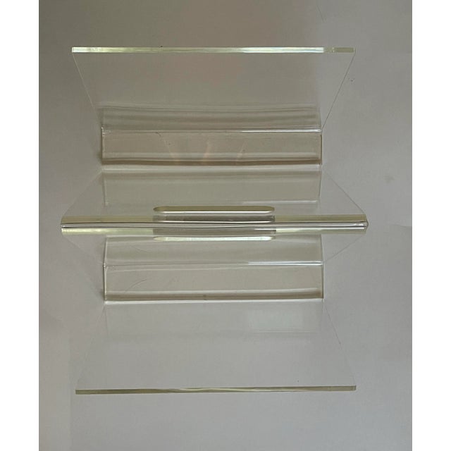 Plastic 1970’s Clear Lucite Magazine Rack For Sale - Image 7 of 12