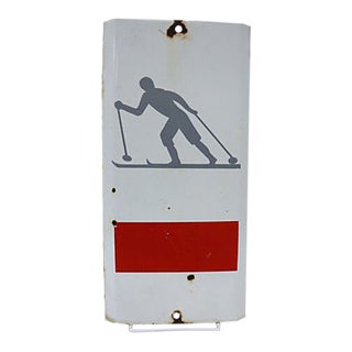 Late 20th Century Vintage French Cross Country Ski Crossing Sign For Sale