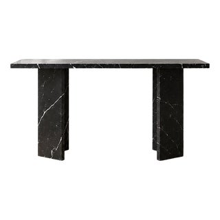Console Table in Black Marquinia Marble, 1980s For Sale
