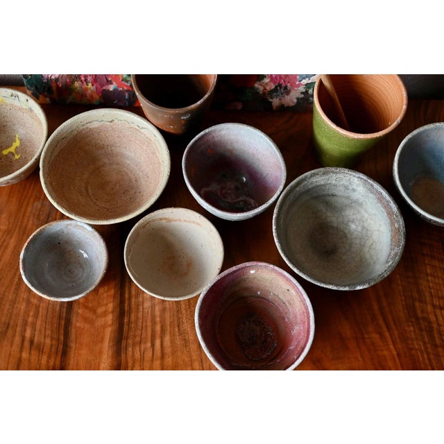 Gray Vintage Primitive Brutalist Stoneware Bowls, 1970s, Set of 10 For Sale - Image 8 of 13