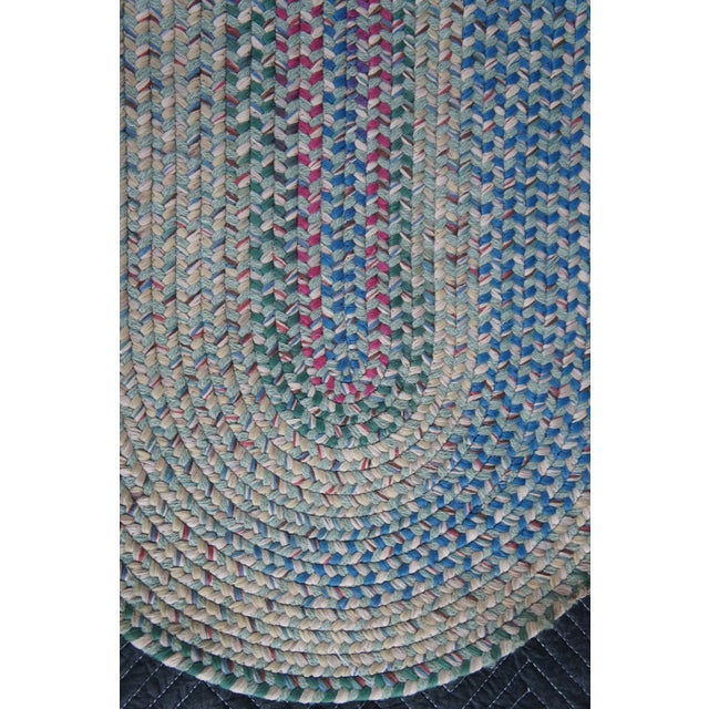 Vintage Woven Braided Geometric Oval Area Rug Runner Mat 84" For Sale - Image 10 of 14