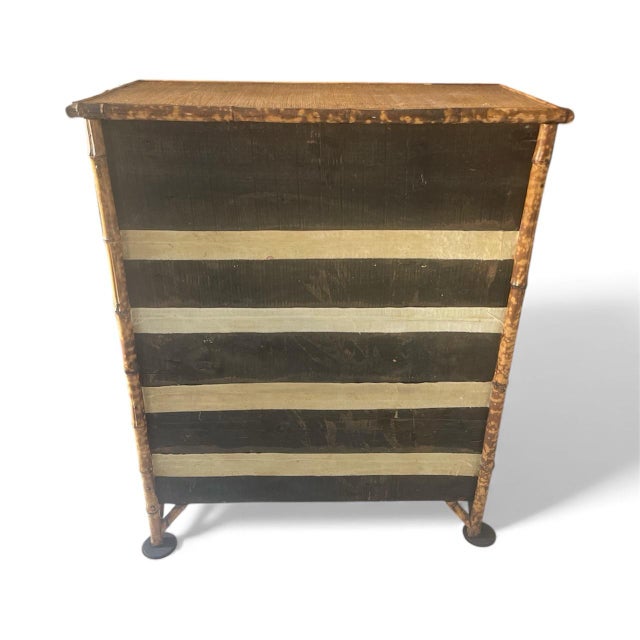 Chinoiserie Antique British Colonial English Tortoise Bamboo Cabinet For Sale In Chicago - Image 6 of 7