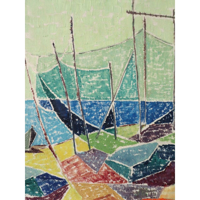 Mid-Century Modern 'Shoreline Colour' Vintage Original Abstract Coastal Landscape Oil Painting, Framed For Sale - Image 10 of 12