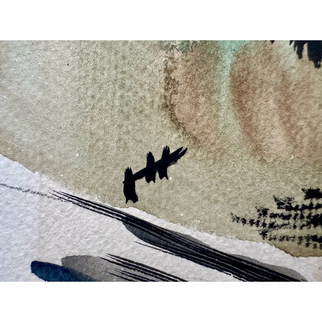 Henry Emil Salloch Original Watercolor on Paper Coastal Landscape . For Sale In Atlanta - Image 6 of 8