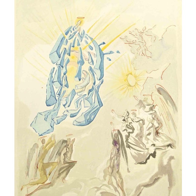 Dante Recovers his sight is a woodcut print realized in 1963 for a series illustrating the Medieval poem of the "Divine...