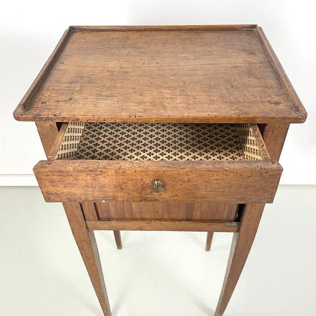 Wood Italian Wooden Bedside Table with Brass Handle, 1890s For Sale - Image 7 of 16