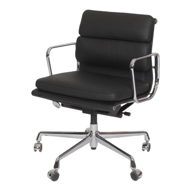Black Leather EA-217 Office Chair by Charles Eames for Vitra For Sale