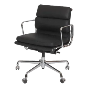 Black Leather EA-217 Office Chair by Charles Eames for Vitra