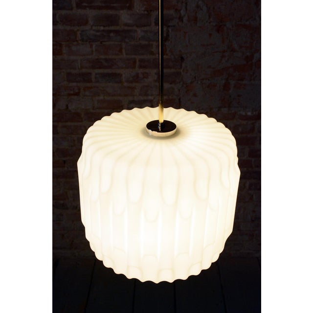 Mid-Century Modern Pendant Light in Brass and Opaline Glass, 1960s For Sale - Image 10 of 11