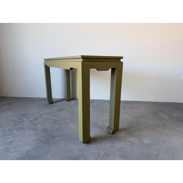 Elegant vintage 1970s organic modern console table in the style of Harrison Van Horn, featuring a beautifully lacquered...