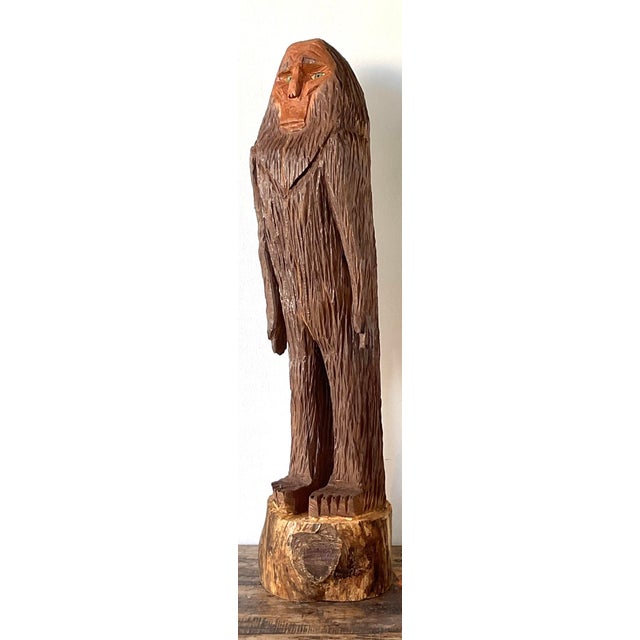 Wood Vintage Hand Carved Figure For Sale - Image 7 of 12