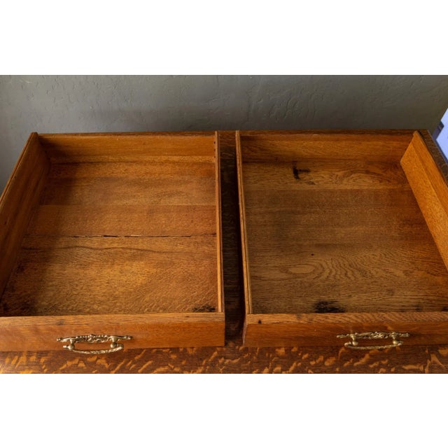 19th Century Jacobean Revival Tiger Oak Library Table or Center Table With Drawers For Sale - Image 16 of 18