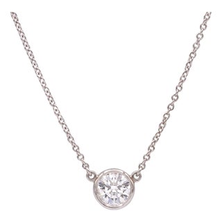 Tiffany & Co. Elsa Peretti Diamonds by the Yard 0.54ct Plat Solitaire Necklace For Sale