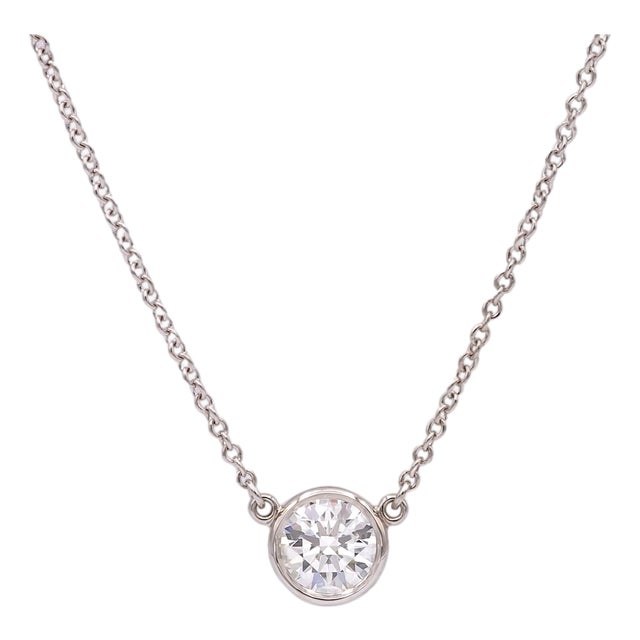 Tiffany & Co. Elsa Peretti Diamonds by the Yard 0.54ct Plat Solitaire Necklace For Sale