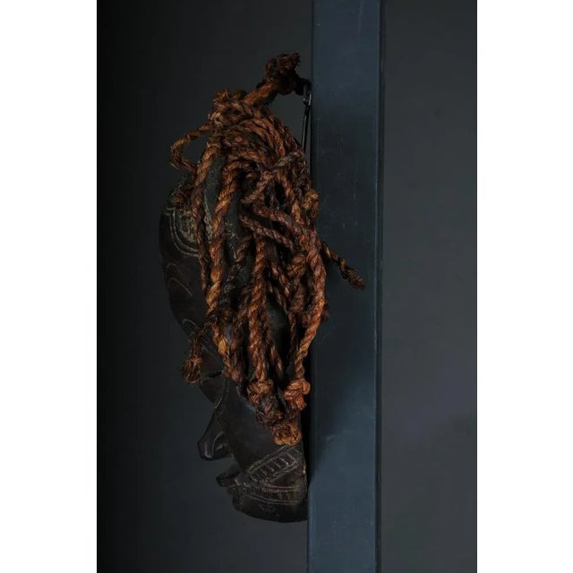 Brown Antique Carved Wood Mask For Sale - Image 8 of 10