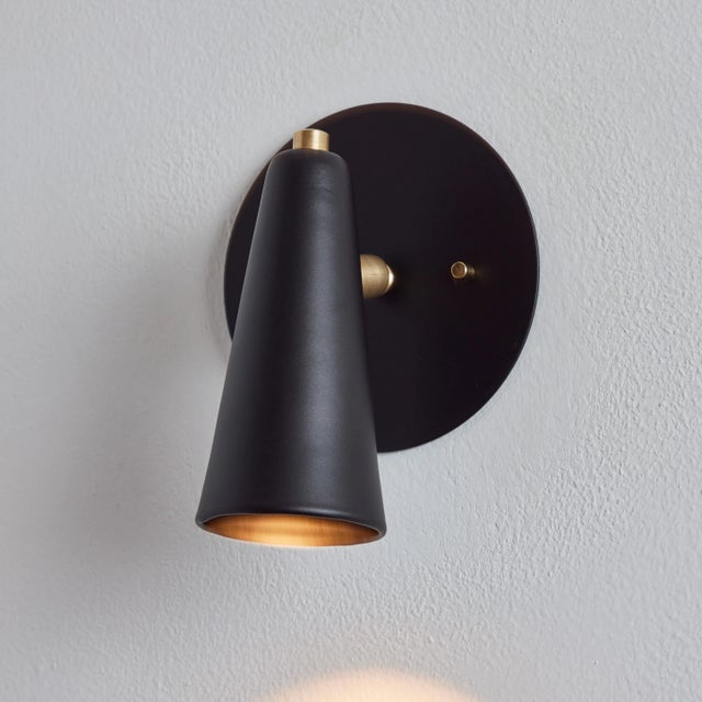 'Lupita' Sconces in Black & Brass by Alvaro Benitez - a Pair For Sale - Image 9 of 13