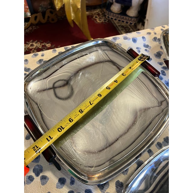 1970s Collection of Four Nesting Bake Light, Silver MCM Footed Trays For Sale - Image 9 of 12
