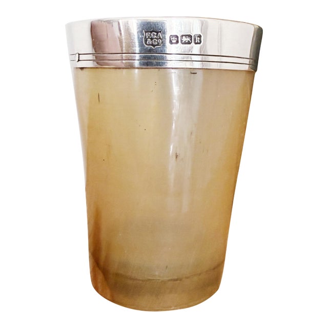 Antique 1902 Sterling and Horn Cup For Sale