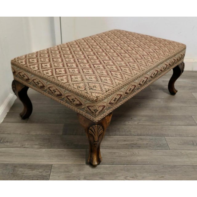 Walnut Upholstered Library Stool, 1960s For Sale - Image 4 of 9