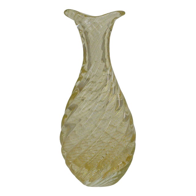 Art Glass Gold Crossed Vase by Flavio Poli for Seguso, 1949 For Sale