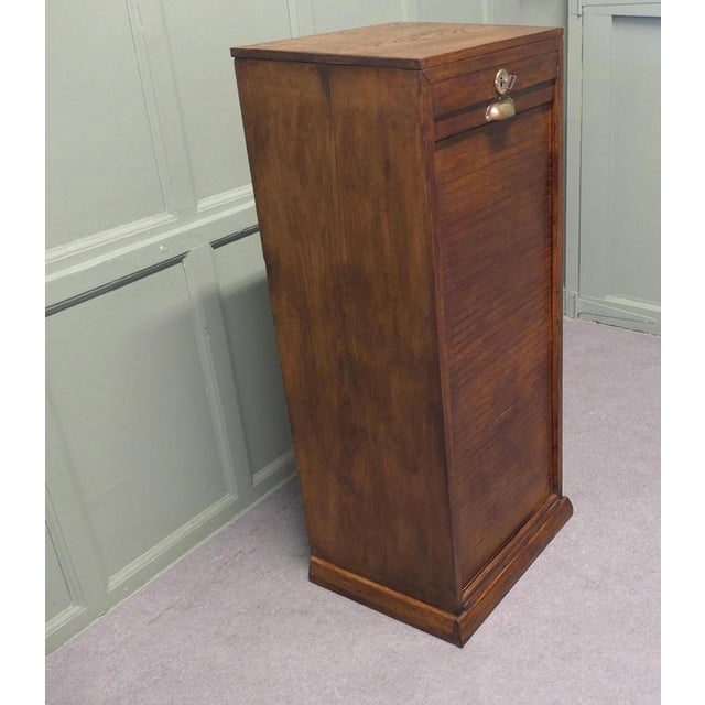 Art Deco Tambour-Fronted Oak Filing Cabinet, 1930 For Sale - Image 4 of 7