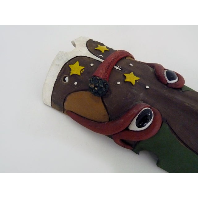 Vintage Brazilian Folk Art Wall Mask of Moura in Clay, 1990s For Sale - Image 4 of 8