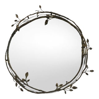 Gold Rubbed Black Lennox Vine and Leaf Wall Mirror For Sale