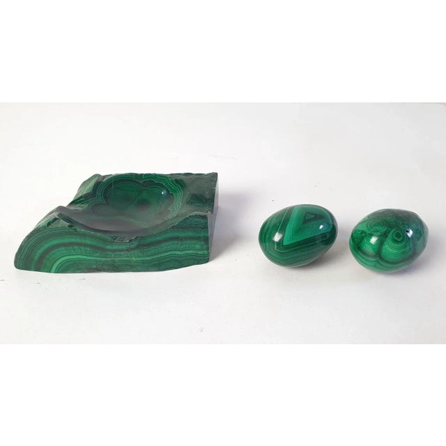 Malachite Vide Poche and Eggs, Set of 3 For Sale - Image 3 of 6