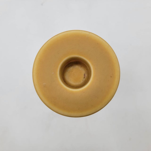 Mid-Century Modern Rookwood Pottery Matte Yellow Candle Holders For Sale - Image 3 of 6