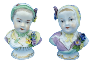 19th Century Porcelain Busts of Girls from the Imperial Manufactory of Vienna, Austria, Set of 2
