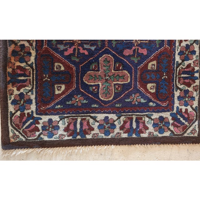 Vintage Hand-Knotted Wool Accent Rug With Floral & Geometric Motifs, 3’5” X 2’6” For Sale In Los Angeles - Image 6 of 6