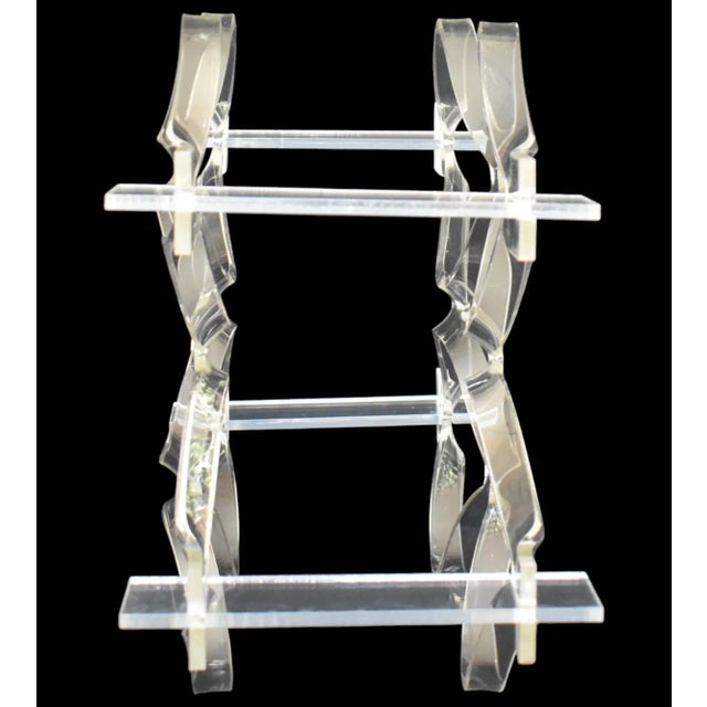 Vintage Mid Century Twisted Clear Lucite Wine Rack - Holds 6 Bottles For Sale - Image 9 of 10