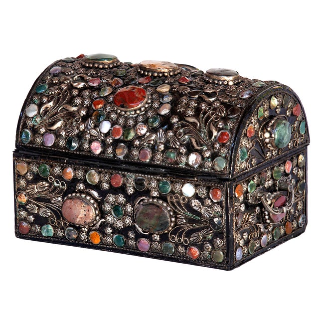 Vintage Handcrafted Moroccan Bejeweled Keepsake Box For Sale - Image 12 of 13