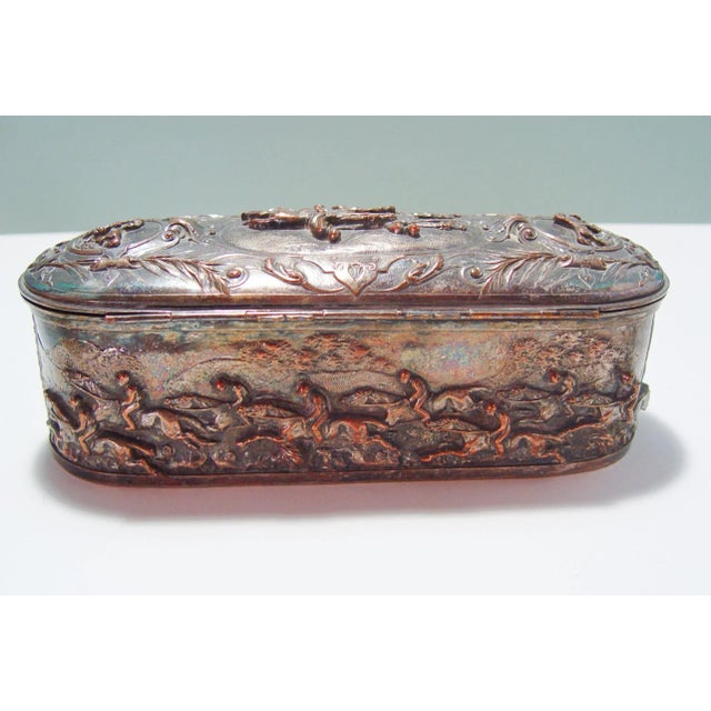 Late 19th Century Antique French Silver Plate Horse Racing Jewelry Box For Sale - Image 5 of 6