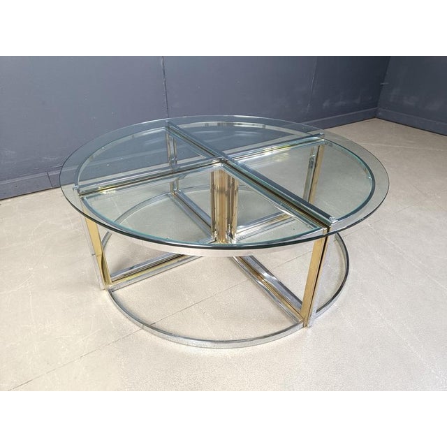 Metal Large Coffee Table Set attributed to Maison Charles, 1970s, Set of 5 For Sale - Image 7 of 13