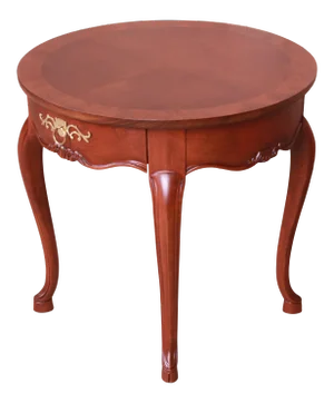 Baker Furniture French Provincial Louis XV Walnut and Burl Wood Tea Table, Newly Refinished