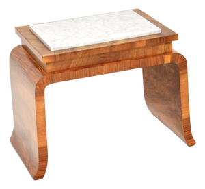 Art Deco Burr Walnut Side Table with Marble Top, 1930