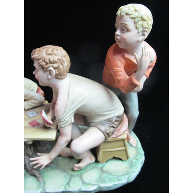 Pucci Capodimonte Large Porcelain Cheaters Boys Playing Cards Signed Pucci Figurine For Sale - Image 4 of 14