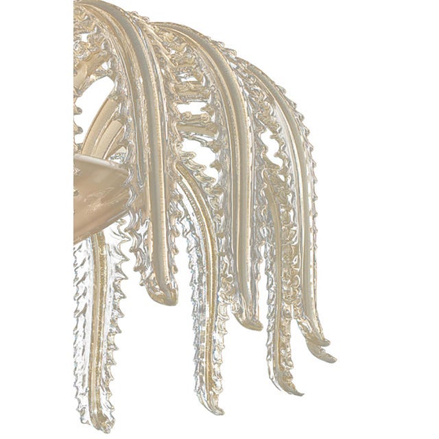 Venetian White and Gold Leaves Murano Style Glass Chandelier from Simoeng For Sale - Image 4 of 9
