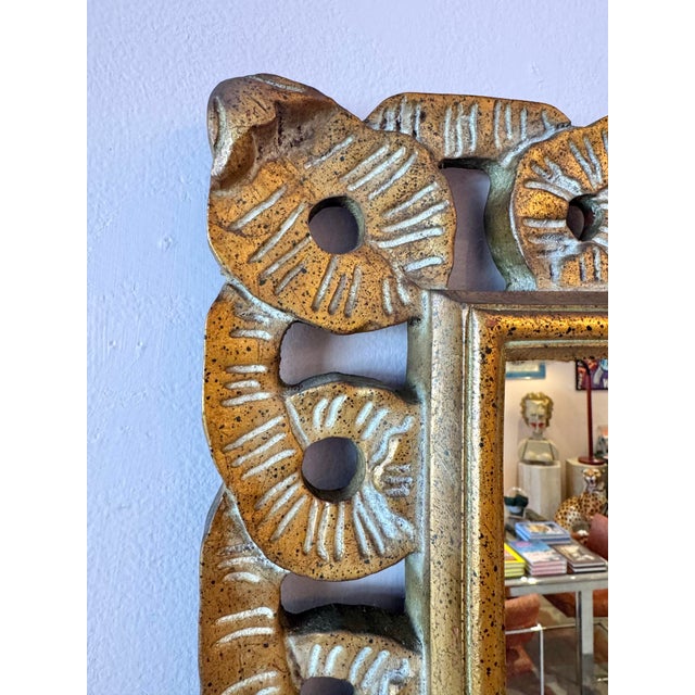 Wood Vintage Hollywood Regency Style Giltwood Mirror For Sale - Image 7 of 8