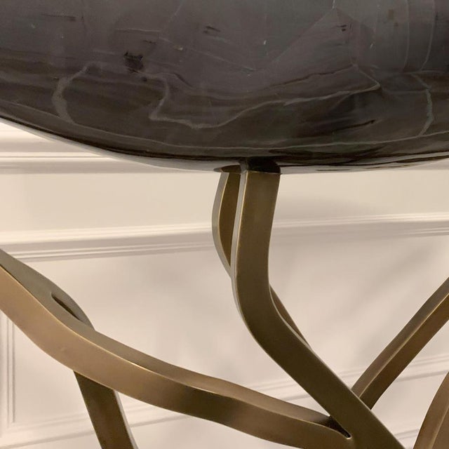 Early 21st Century Tessellated Shell and Brushed Bronze Console Table attributed to R & Y Augousti, France, 2017 For Sale - Image 5 of 9