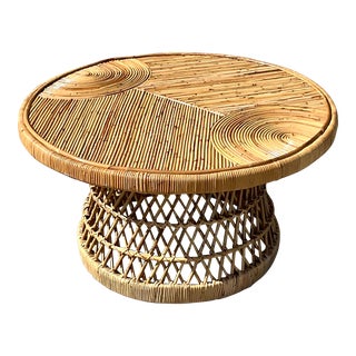 Vintage Coastal Pencil Reed Coffee Table For Sale