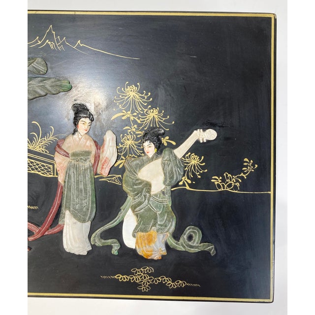 Vintage Asian Motif Cut Stone Jewelry Box For Sale - Image 9 of 12