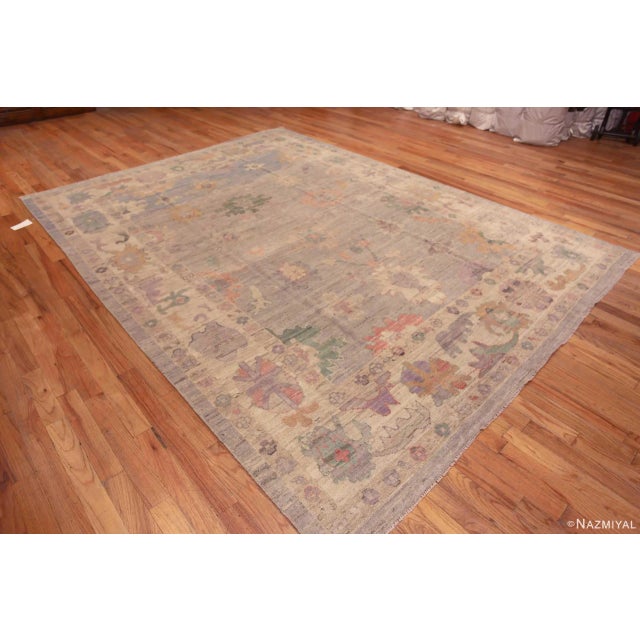 Stunning Soft Grey Tribal Room Size Turkish Oushak Design Modern Area Rug, Country of origin: Central Asia, Circa date:...