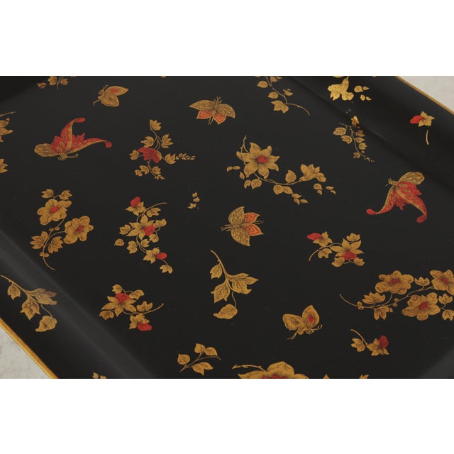 Black & Gold Toleware Tray Top Table For Sale - Image 9 of 17